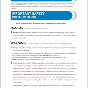 Brother SQ9050: Instruction Manual Downloadable PDF Guide